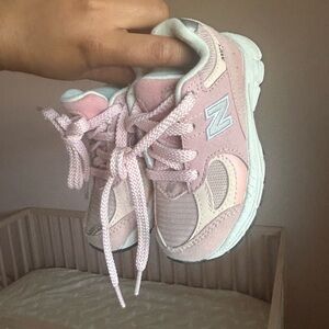 New Balance Kids Light Pink and White Sneakers